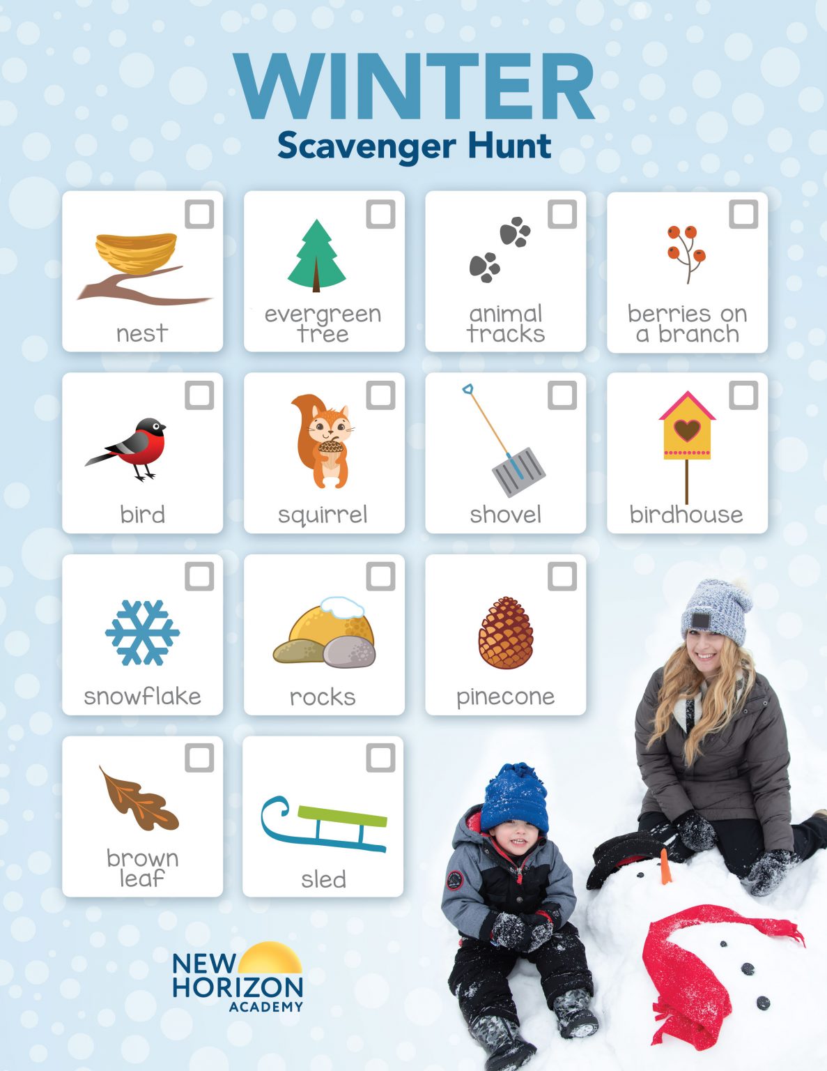 Winter Scavenger Hunt New Horizon Academy