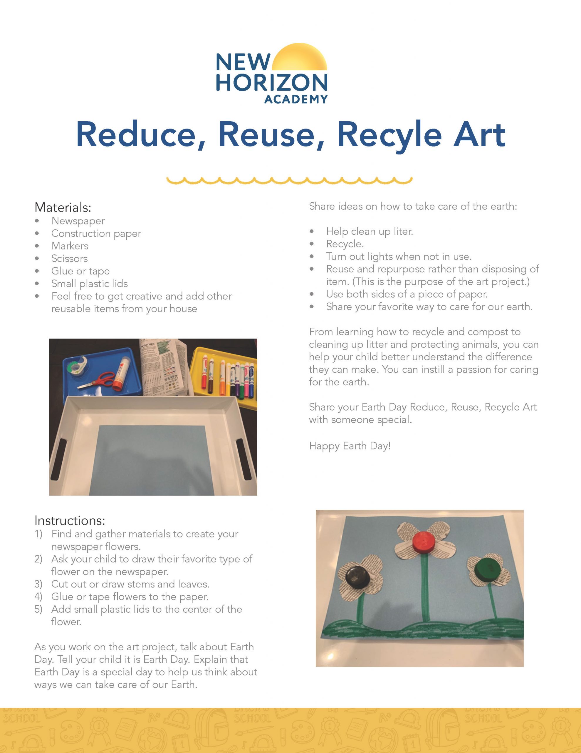 Earth Day Reduce Reuse Recyle Art 04 New Horizon Academy