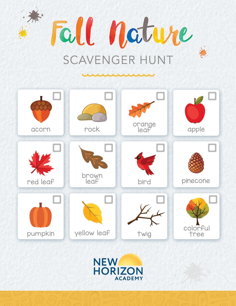 Fall Nature Scavenger Hunt - New Horizon Academy